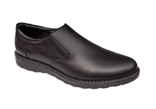 Pantofi barbati casual, cu elastic, piele naturala, CORSA, Negru - TENCORSAEN